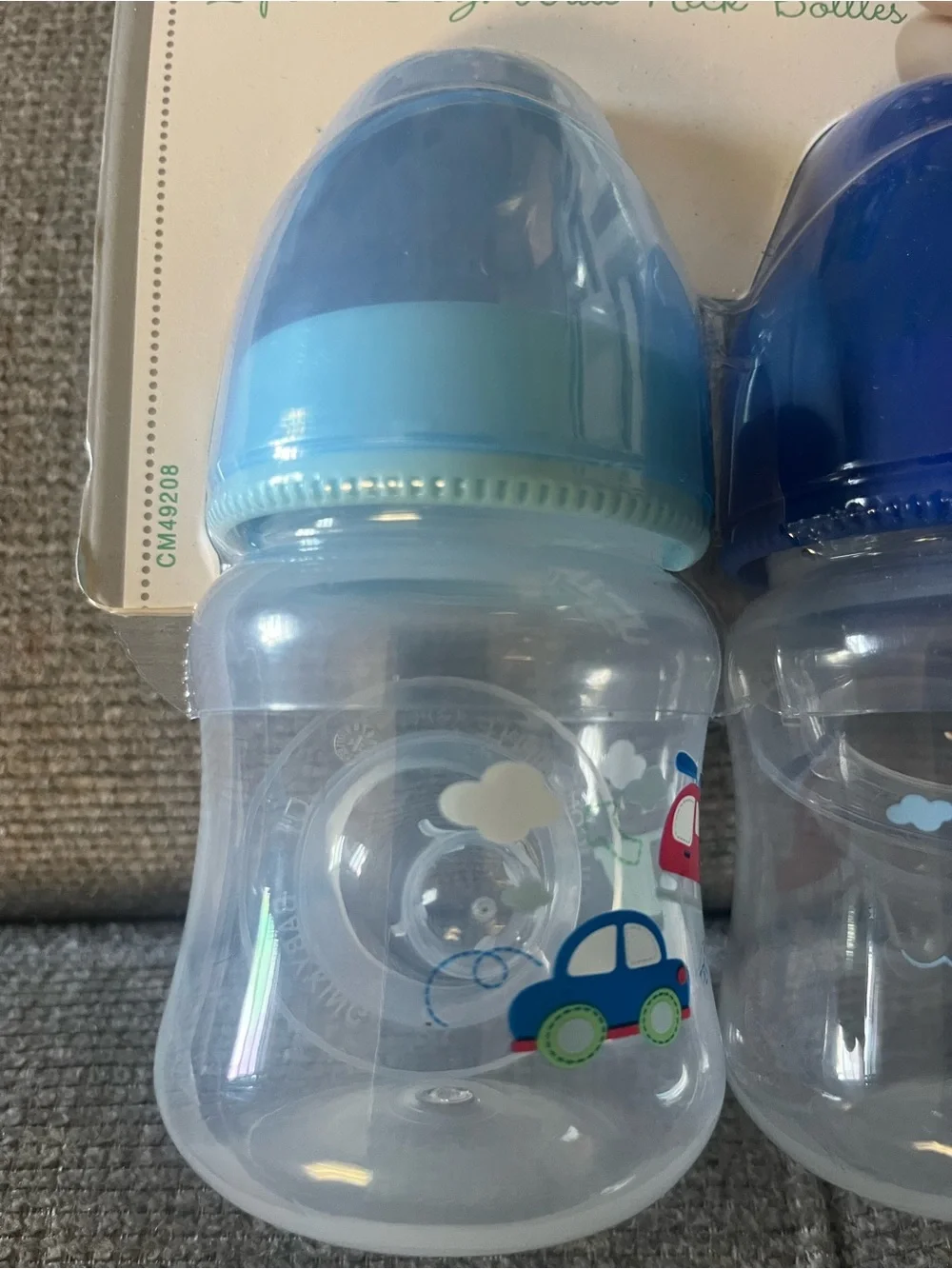 2-Pack Wide-Neck Baby Bottles with Blue Caps